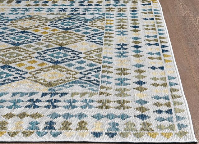 KAS Rugs Dahlia Blue Mosaic 5'x7' Area Rug-4