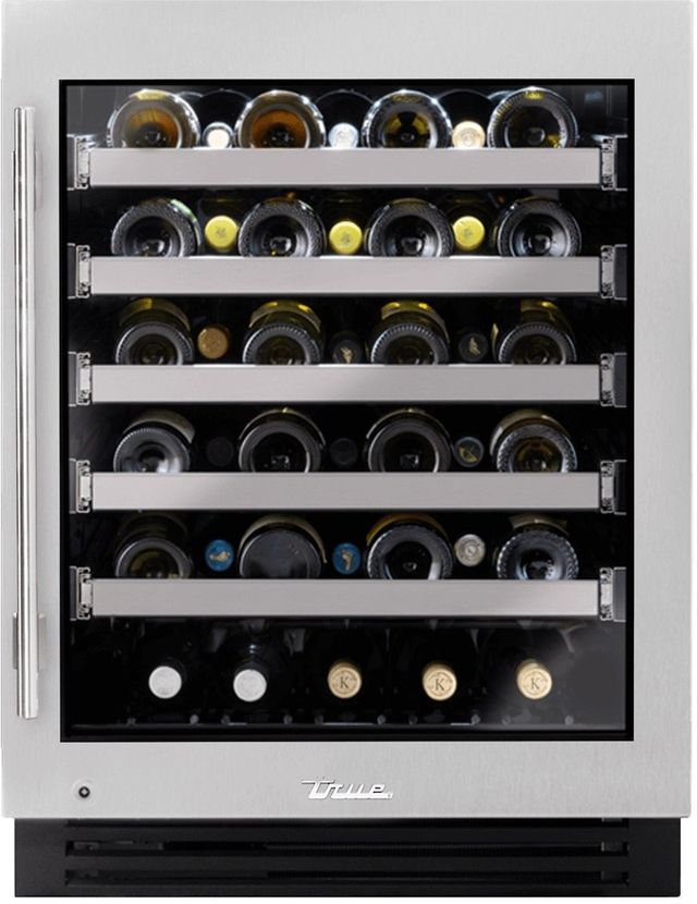 True® 24” 5 Cu. Ft. Stainless Steel ADA Compliant Right Hinge Undercounter Wine Cooler with Glass Door-0