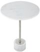 A & B Home Round White Marble Side Table with Chrome Support Center -1