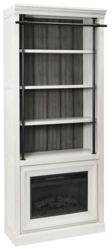 Martin Furniture Toulouse Rustic White Fireplace Bookcase-0