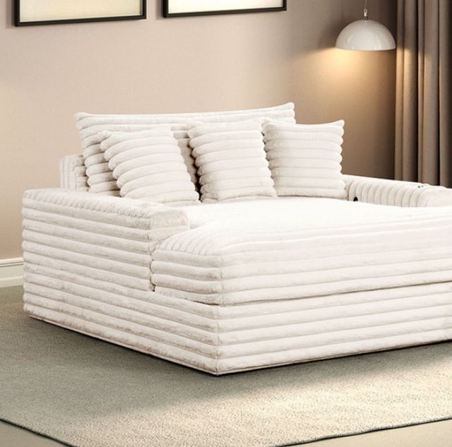 Furniture of America® Veyrier White Arm Chaise-3