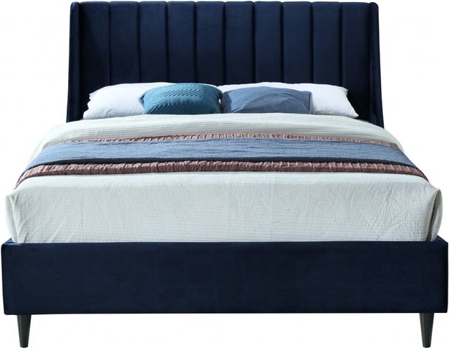 Meridian Furniture Eva Navy Velvet Queen Bed-1