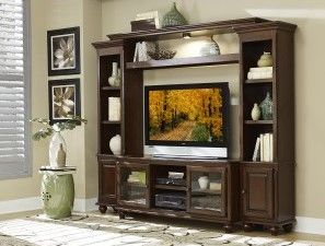 Mazin Furniture Lenore 4 Piece Cherry Media Set-2