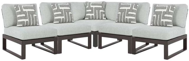 Signature Design by Ashley® Beachloft 5-Piece Black/Gray Aluminum/Fabric Outdoor Sectional-0