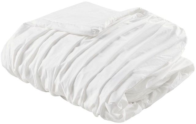 Olliix by Madison Park 4 Piece White Full/Queen Delancey Duvet Cover Set-1