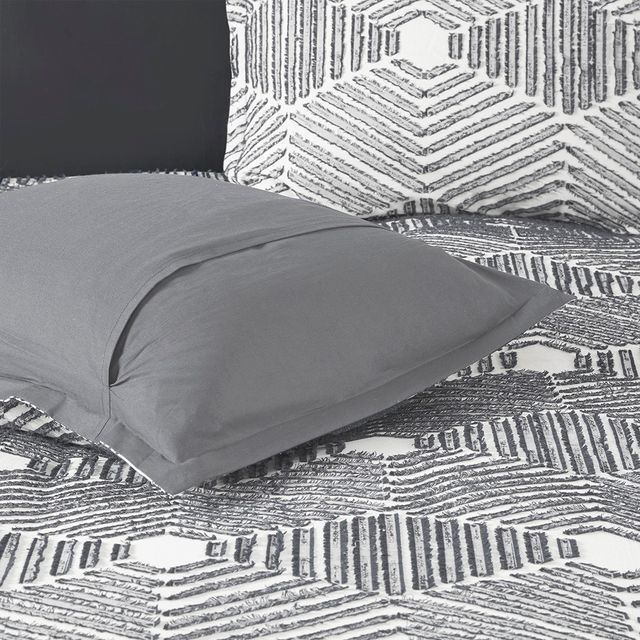 Olliix by INK+IVY Ellipse Cotton Jacquard Grey Full/Queen Comforter Set-4