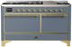 Ilve® Majestic III 60" Blue Gray Pro Style Dual Fuel Liquid Propane Range with Solid Door and Brass Trim-0