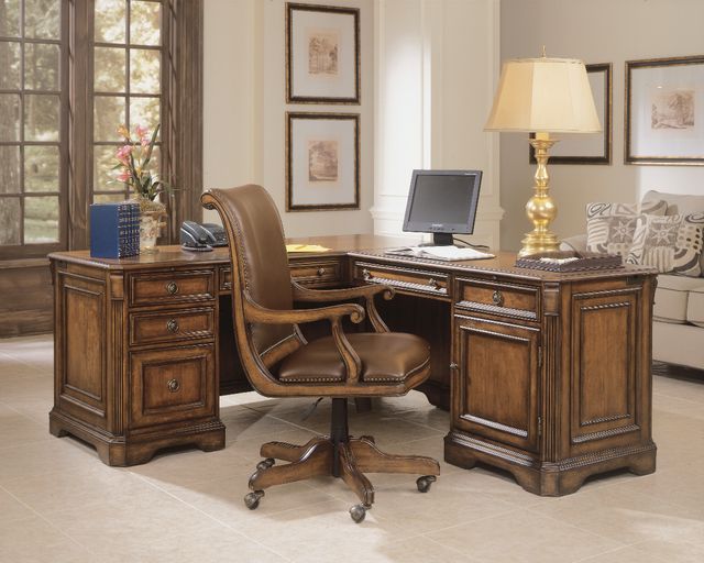 Hooker® Furniture Brookhaven Distressed Medium Clear Cherry Executive L-Right Return-1