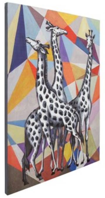 YHD Contemporary View of Giraffes Wall Art-1