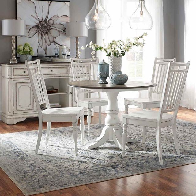 Liberty Furniture Magnolia Manor 5-Piece Antique White/Weathered Bark Dining Set-7