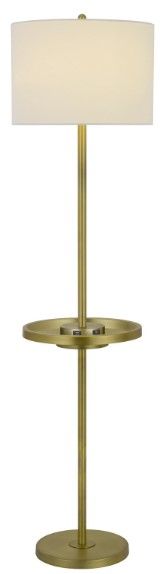 Cal® Lighting & Accessories Crofton Antique Brass Floor Lamp with Tray Table-1