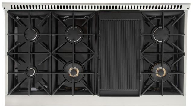 Kucht Professional KNG Series 48" Stainless Steel Pro Style Natural Gas Range with Black Door and Gold Handle-3