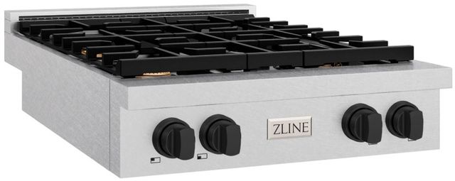 ZLINE Paramount Autograph Edition 30" Satin Stainless Steel Gas Cooktop with Matte Black Accents-1