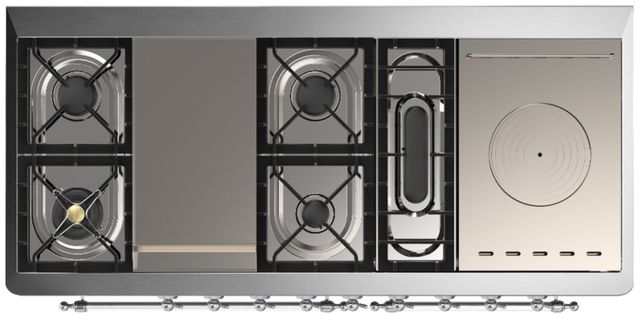 Ilve® Majestic III 60" Stainless Steel Pro Style Dual Fuel Liquid Propane Range with French Top and Chrome Trim-3