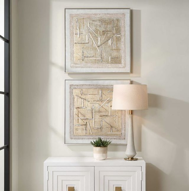 Uttermost® Unpredictable Hand 2-Piece Painted Canvas Wall Art Set-1
