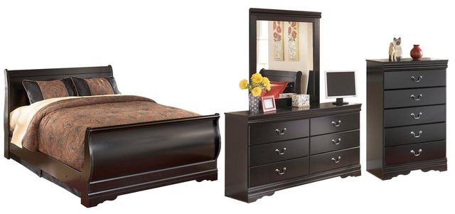 Signature Design by Ashley® Huey Vineyard 4-Piece Black Full Youth Sleigh Bed Set-0