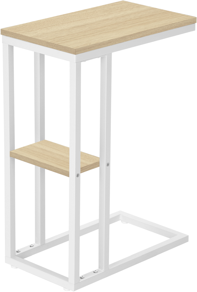 Monarch Specialties Inc. Natural 25"H Accent Table with White Metal Base -1
