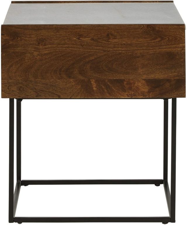 Signature Design by Ashley® Rusitori White Top Brown End Table with Black Base-2