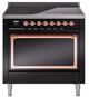 Ilve® Nostalgie II Noblesse 36'' Glossy Black Pro Style Induction Range with Copper Trim-0