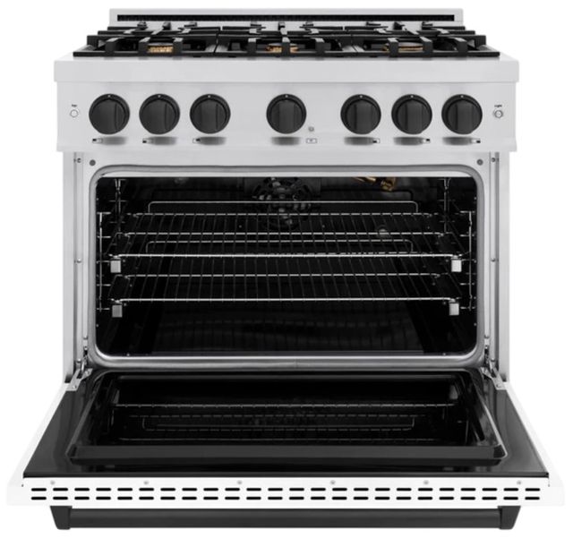 ZLINE Classic Autograph Edition 48" Stainless Steel Pro Style Gas Range with White Matte Door and Polished Gold Accents-1