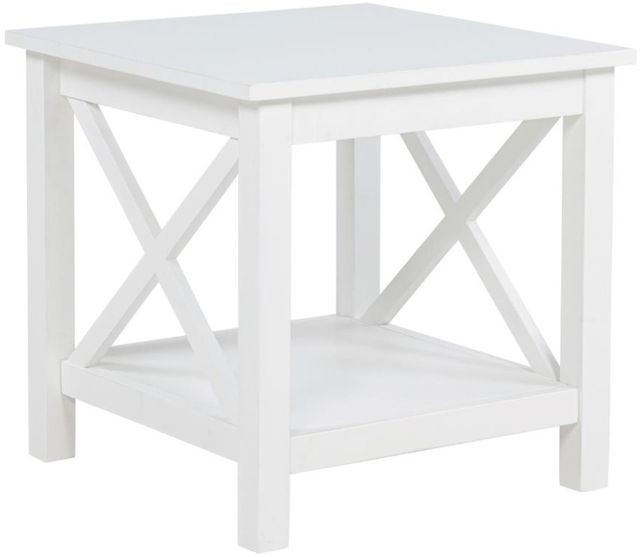 Coaster® Skyview White Square End Table with Shelf-0