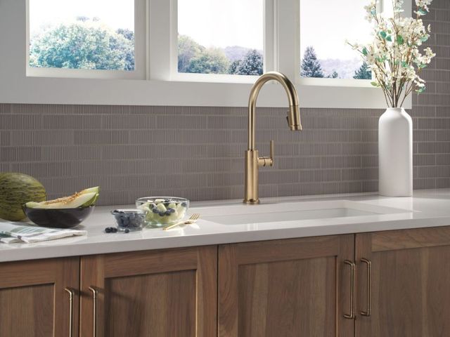 Delta Altado™ Champagne Bronze Single Handle Pull-Down Kitchen Faucet-1