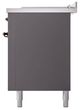 Ilve® Nostalgie II Noblesse 60'' Graphite Matte Pro Style Dual Fuel Range with Burnished Trim-3