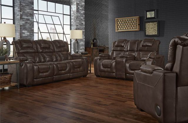 Corinthian Furniture Luke Chocolate Power Recliner with Power Headrest-1