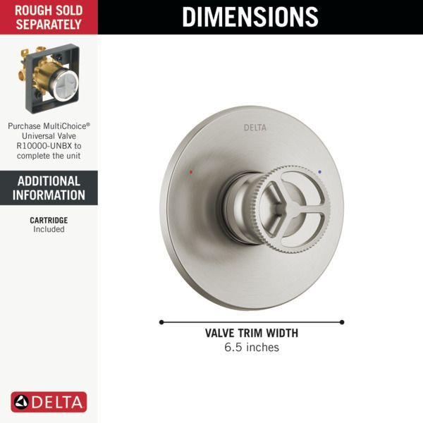 Delta Trinsic® Monitor® 14 Series Stainless Valve Only Trim-1