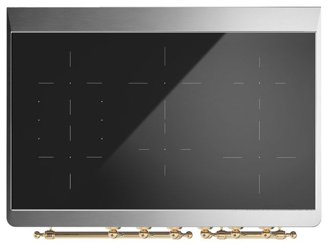 Ilve® Majestic III 40" Glossy Black Pro Style Induction Range with Triple Glass Door and Brass Trim-3