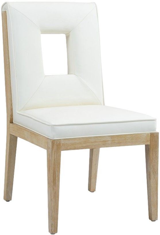 Meridian Furniture Gwendolyn Cream/Natural Vegan Leather Dining Side Chair-0