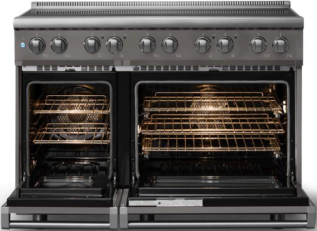 Viking® 5 Series 48" Damascus Gray Pro Style Induction Range with Polished Chrome Trim-1