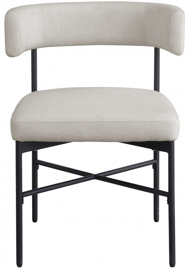 Meridian Furniture Rivage Beige/Matte Black Upholstered Dining Side Chair-1
