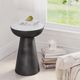 Jofran Inc. Circularity Black Round Chairside Table with White Marble Top-1