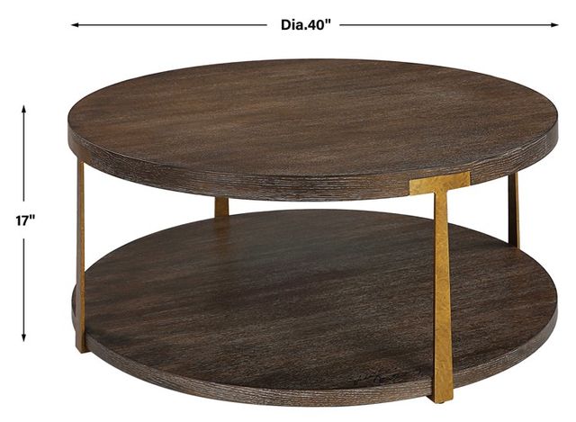Uttermost® Palisade Walnut Coffee Table with Antique Gold Frame-2