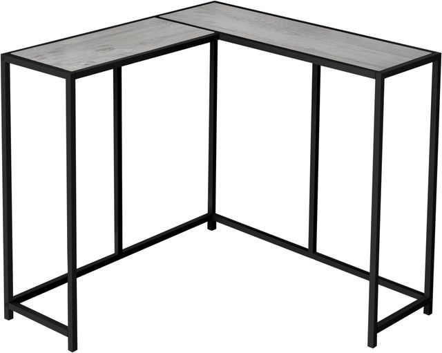 Monarch Specialties Inc. 36"L Grey Corner Console with Black Metal Base-0