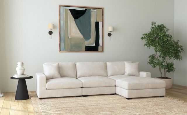 Elements International Arizona 3-Piece Steno Beige Right-Arm Facing Sectional and Chaise-1