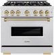 ZLINE Classic Autograph Edition 36" Satin Stainless Steel Pro Style Dual Fuel Range with Champagne Bronze Accents-0