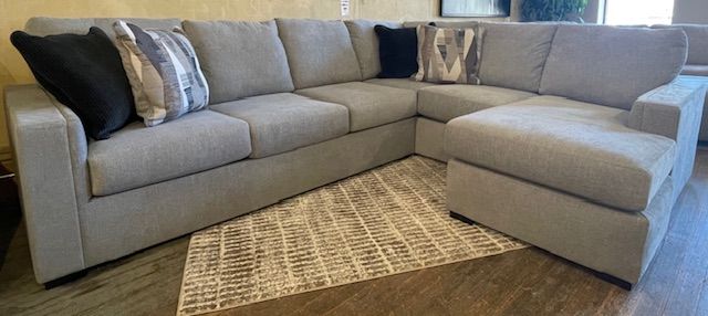 2-Piece Nickel Left-Arm Facing Sectional and Chaise - DISPLAY MODEL-1