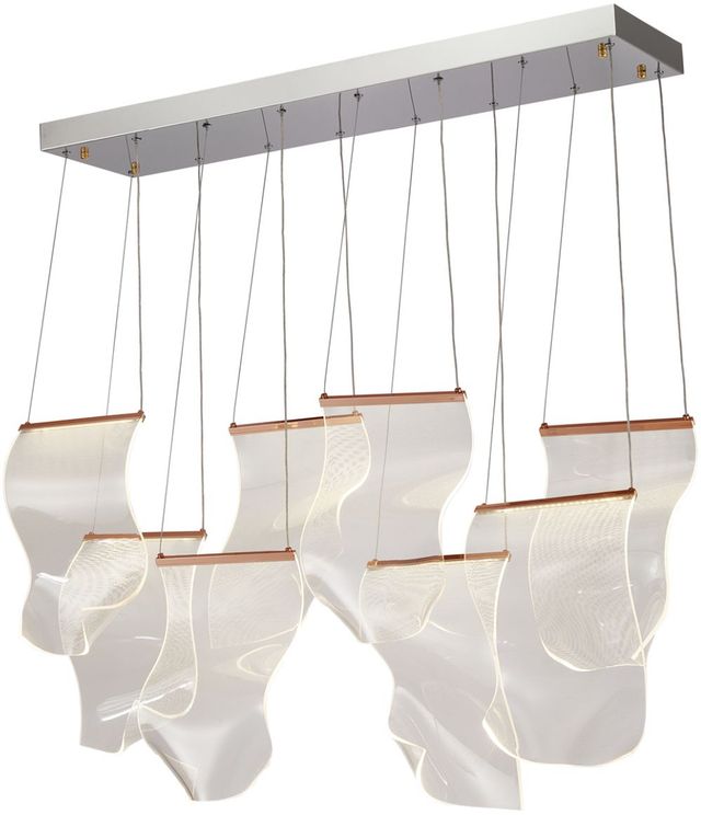 Michael Amini® Sheer Waves Chrome/Rose Gold 8-Light LED Chandelier-0