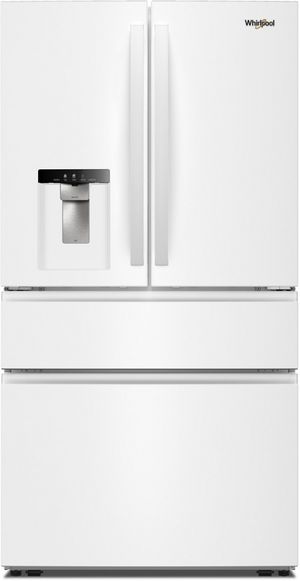 Front view of the Whirlpool® 36" 28.9 Cu. Ft. White French Door Refrigerator with Flexible Temperature Drawer