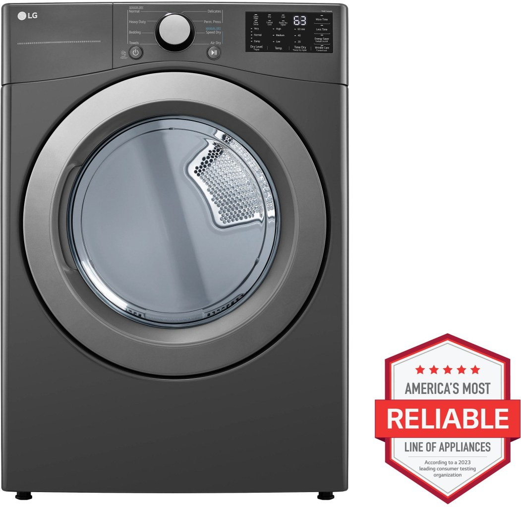 LG 7.4 Cu. Ft. Middle Black Front Load Gas Dryer | Southeastern