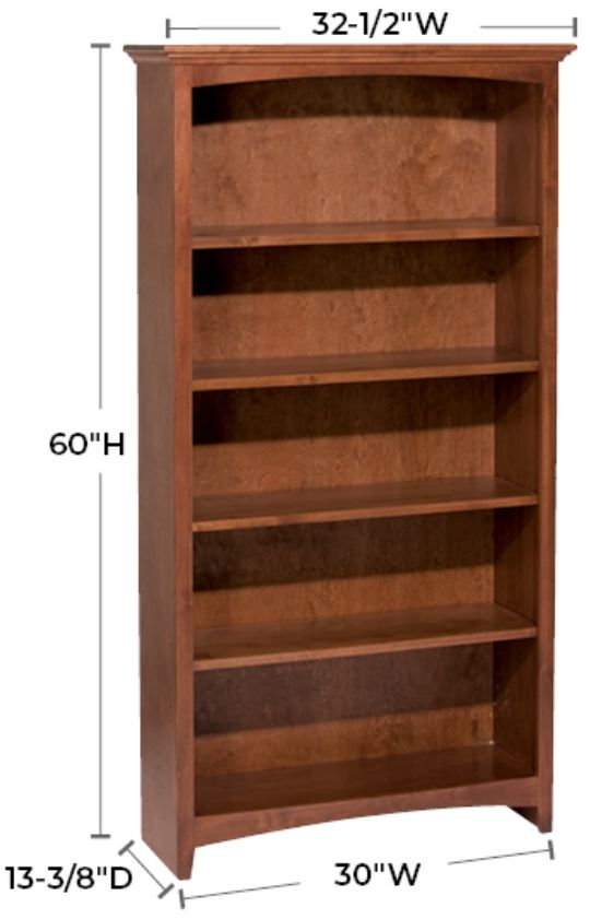 Whittier Wood® Furniture Customizable McKenzie 5-Shelf 30" Bookcase-1