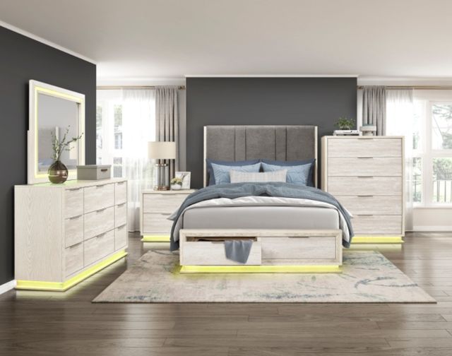 Homelegance® Noctis Beige/Gray Eastern King Platform Bed with Footboard Storage-1