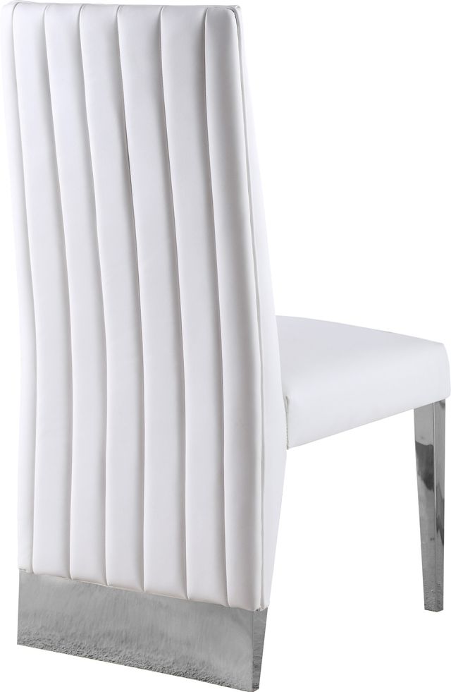 Meridian Furniture Porsha White/Chrome Vegan Leather Dining Chair-3