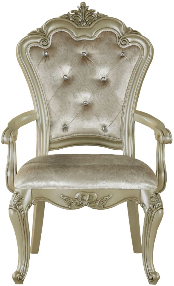 New Classic® Home Furnishings Monique Champagne/Silver Dining Arm Chair-1