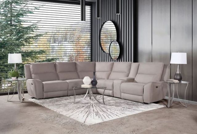 Behold™ Home Lakeshire 6-Piece Ivory Dual Power Reclining Curved Sectional-1