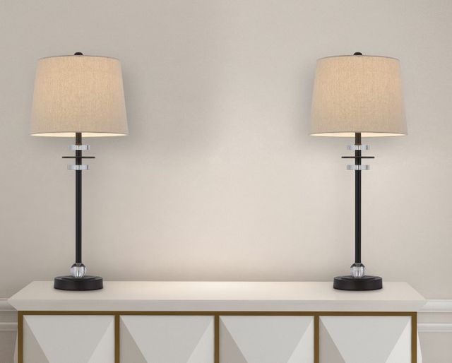 Cal® Lighting & Accessories Sitka 2-Piece Black Buffet Lamp Set-3