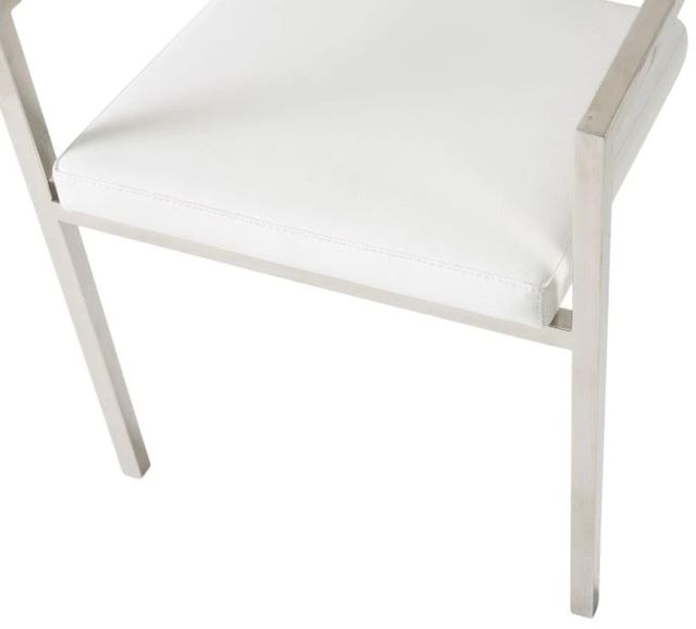 Michael Amini® State St. Stainless Steel/White Arm Chair-3