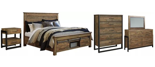 Signature Design by Ashley® Sommerford 5-Piece Brown California King Panel Bed with Storage Set-0